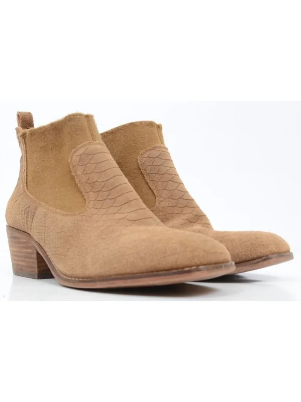 Crown Vintage Giancita Women’s 7.5 Leather/Wool Snake‎ Print Ankle Boots Bootie